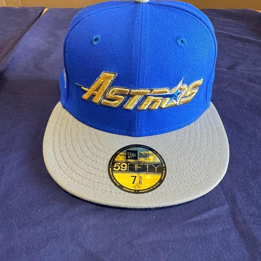 Blue and grey New Era fitted cap with Astros logo #Astros 7 3/8 brand new